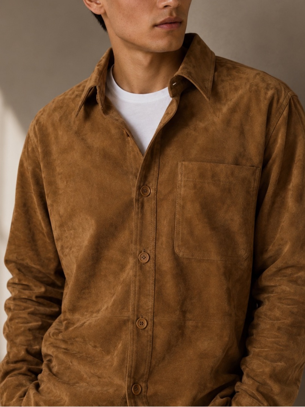 Quince 100% Suede Overshirt Cognac Brown Outerwear‎ M - Picture 4 of 9